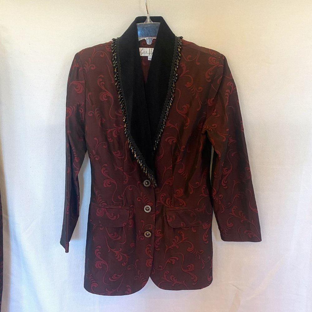 Vintage Sue Wong Brocade Velvet beaded collar Pant Suit Set - Picture 14 of 14